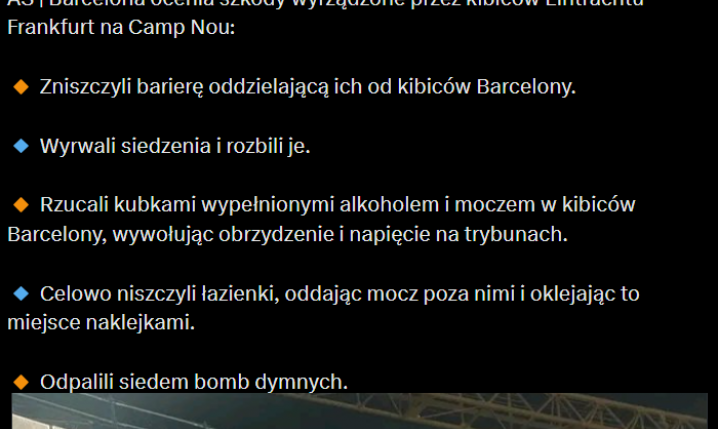Tak wyglądają ZNISZCZONE TRYBUNY na nowym Camp Nou przez fanów Eintrachtu!